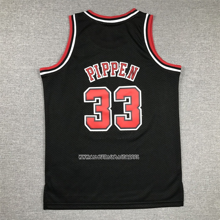 Scottie Pippen NO 33 Camiseta Nino Chicago Bulls Mitchell & Ness 1997-98 Negro